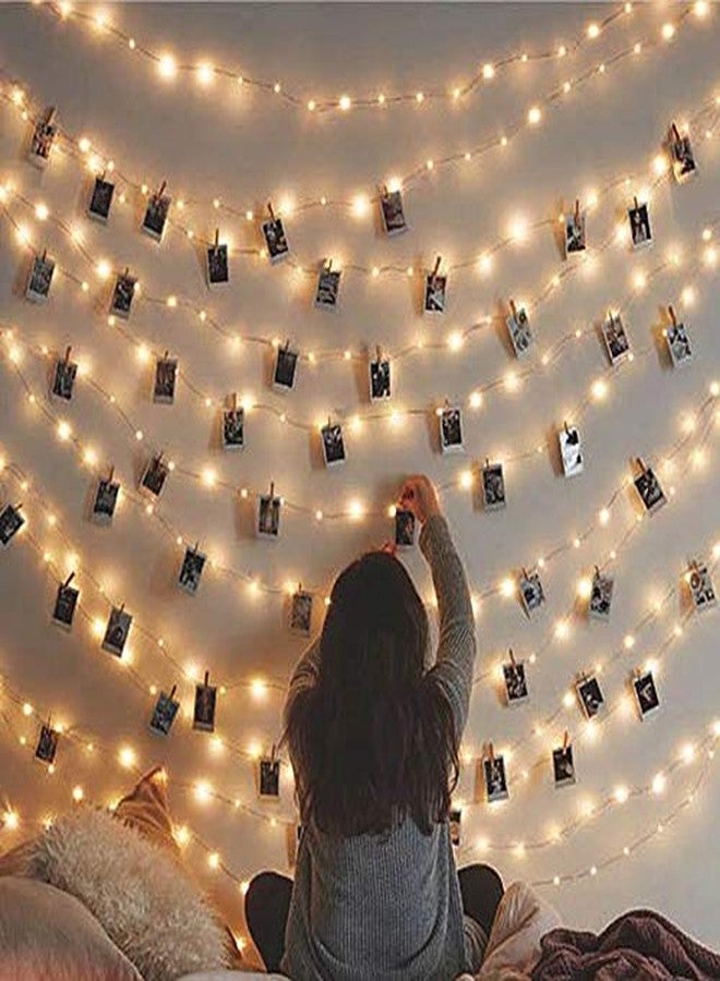 Lilone Photo Clip Lights 30 LED USB Silver Light with 10 Heart Shape Wooden Clips for Home Wall Decoration - Image 1